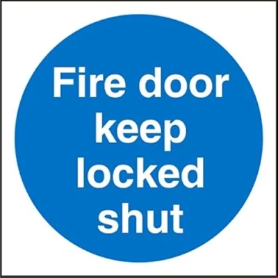 Image of Seco Fire Door Keep Locked Shut Sign, 200mm x Self Adhesive Vinyl