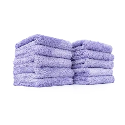 Image of The Rag Company Eaglet 350 Professional Korean 70/30 Blend; Super Plush Microfiber Detailing Towels; Perfect for Wheels, Mirrors, and More; 350GSM; 8inx8in, Lavender (10 Pack)