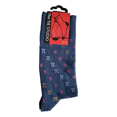 Image of Tie Studio Small PI Symbols on Blue Unisex Novelty Ankle Socks Adult Size 6 11