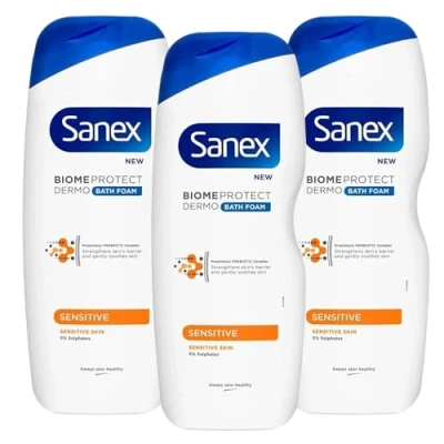 Image of 3 x 570ml Sanex Biomeprotect Sensitive Bath Foam