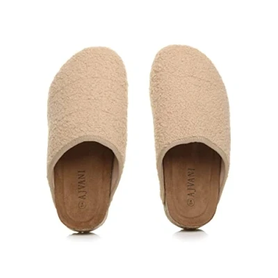 Image of AJVANI Womens Ladies Flat Comfort Footbed Slippers Grip Sole Indoor Mules Size 4 37 Beige