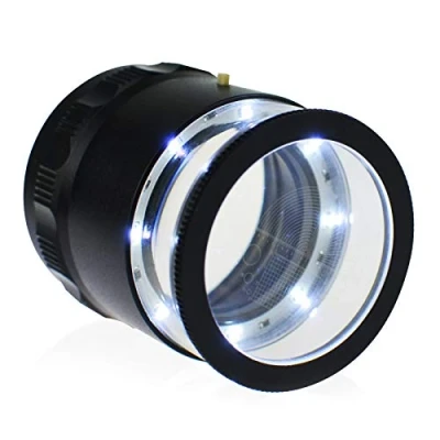 Image of 10X Illuminated Jewelers Loupe Magnifier with Interchangeable Reticle Scale, LED Light, 25mm Field of View, for Jewelry,Gems, Coins, Hobby Tool (1 Glass Scale Chart)