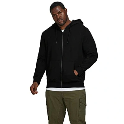 Image of Jack &amp; Jones Mens Jjebasic Zip Hood Noos Ps Cardigan Sweater, Black, XXL UK
