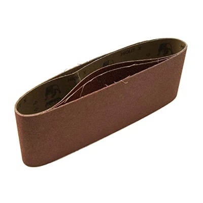 Image of Mirka Red 3 pieces of fabric sanding belts 100x610mm / grit P120 high quality belt for sanders wood and metal