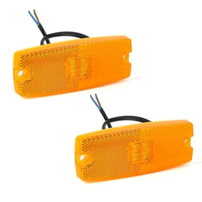 Image of AOHEWEI 2 x Yellow Trailer Side Marker Lights LED Truck Front Position Indicator Lamps with Reflector for Van Caravan Lorry 10 30V ECE approved