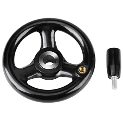 Image of Broco Lathe/Milling Handwheel Machine, 1PC 12 100mm Black Round 3 Spoke Milling Hand Wheel Bakelite Plastic Insulation Lathe Anti Slip for Machine Tool