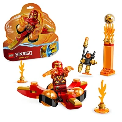 Image of LEGO 71777 NINJAGO Kai&#039;s Dragon Power Spinjitzu Flip Toy, Collectible Set for Kids Aged 6 plus to Perform Tricks, with Kai Minifigure, Small Gift Idea Ninja Fans