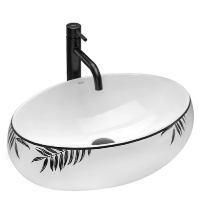 Image of REA Bathroom Sink Made of Ceramic Shila pattern U6655, 46.5 X 31 Cm