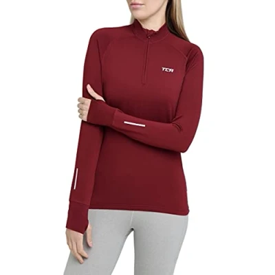 Image of TCA Women&#039;s Winter Run Half Zip Long Sleeve Running Reflective Training Workout Outdoor Athletic Top Cabernet, S