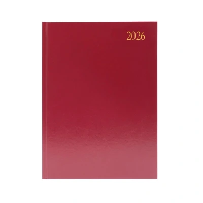 Image of 5 Star Desk Diary Week To View A4 Burgundy 2026 KFA43BG26