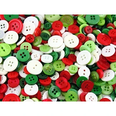 Image of Christmas Small Mixed Buttons Green, Red, Whites and Creams (Pack of 100 Buttons)