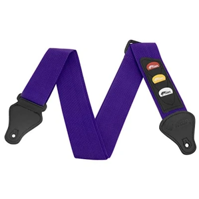 Image of TIGER STP4 PU Guitar Strap with Plectrum Holders Purple