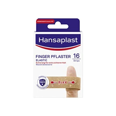 Image of Hansaplast Elastic Finger Strips Plasters (16 Strips), Extra Long Wound Specially for Wounds on The Fingers, Flexible and Breathable