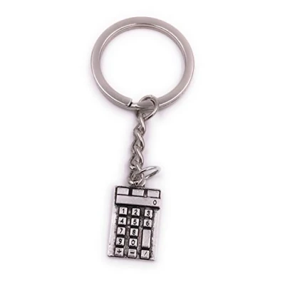 Image of H Customs calculator math key chain pendant silver metal