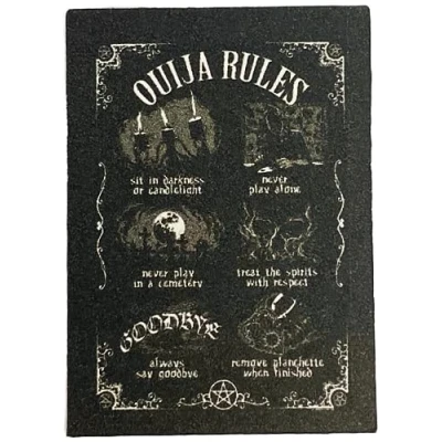 Image of Melody Jane Dolls House Ouija Board Rules Halloween Spirit Poster Sign 1:12 Printed Card