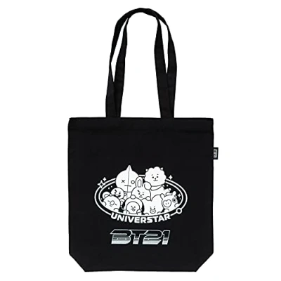 Image of Grupo Erik BT21 Official Merchandise Cotton Tote Bag Shopping 14x15x4 inches 37x39x10 cm Canvas Gift BTS Kawaii