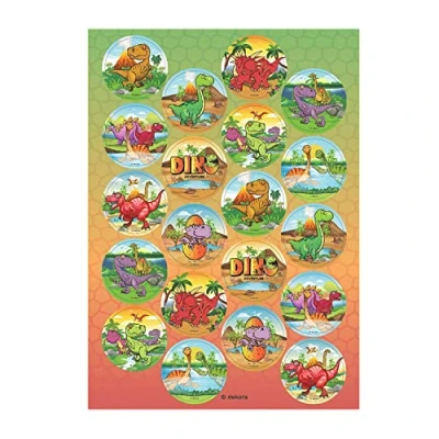 Image of 20x DINOSAUR Edible Discs for Cupcakes, Muffins or Cookies, cake toppers 3.4 cm