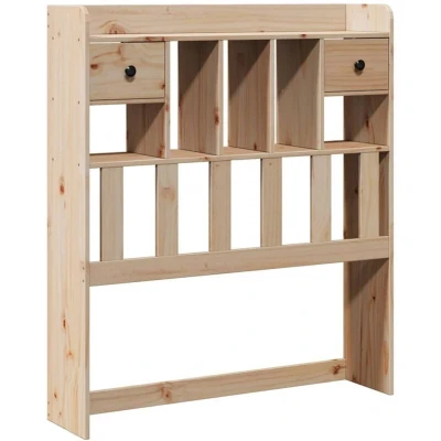 Image of vidaXL Headboard with Storage Bed Header Solid Pine Wood, 3 Compartments &amp; 2 Drawers, Rustic Brown, 90x23x110 cm