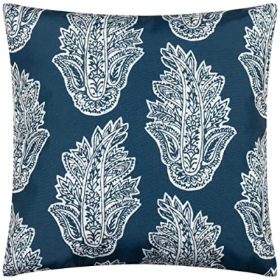 Image of Paoletti Kalindi Paisley Outdoor Polyester Filled Cushion,Navy,43 x 43cm