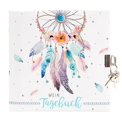 Image of goldbuch 44 205 Diary Dream Catcher Children&#039;s with 96 White Pages Notebook Lockable Journal Lock &amp; 2 Keys Cover Art Print Approx. 16.5 x cm,