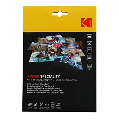 Image of KODAK Size 6&quot;x4&quot; Photo Laminating Pouches Pack of 25 150 Micron Thickness Brand Quality