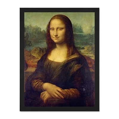 Image of Da Vinci Mona Lisa Large Framed Art Print Poster Wall Decor 18x24 inch