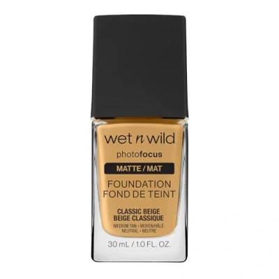 Image of Wet n Wild, Photo Focus Foundation Matte, High coverage with Light adjusting Complex for a White Cast free Effect and Camera ready Makeup, Matte Finish, Vegan, Classic Beige
