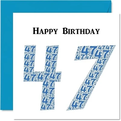 Image of Fun 47th Birthday Cards for Men Shapecloud Happy Card Dad Mum Brother Sister Grandad Nanny Grandma Uncle Auntie, 145mm x Greeting Cards,