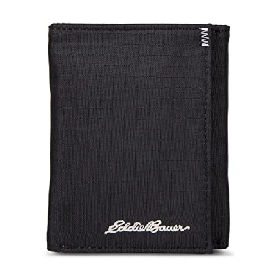 Image of Eddie Bauer Men Signature Trifold Wallet (Available Cotton Canvas, Ripstop Nylon Black, One Size