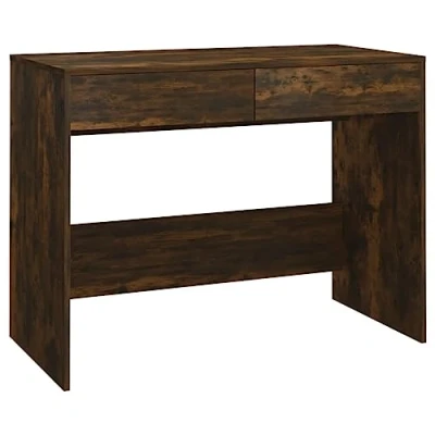 Image of vidaXL Desk Home Bedroom Furniture Working Computer Work Study Drawer Table Office School Writing Reading Drawing Smoked Oak Chipboard
