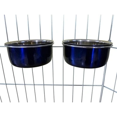 Image of Ellie Bo Pair of Dog Bowls For Crates, Cages or Pens and 3 Sizes (0.6Ltr Small, Blue)