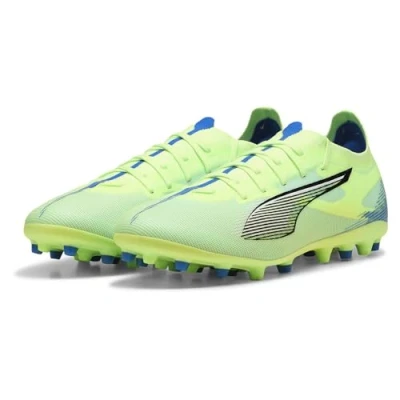 Image of Puma Ultra 5 Match MG Moulded stud football boots, Men&#039;s, Size: 9, Fizzy apple/white/bluemazing Textile/synthetics