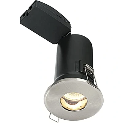 Image of Saxby 50688 50W shieldPLUS MV IP65 Recessed Fixed Fire Rated Downlight GU10 Ceiling Spotlight Satin Nickel