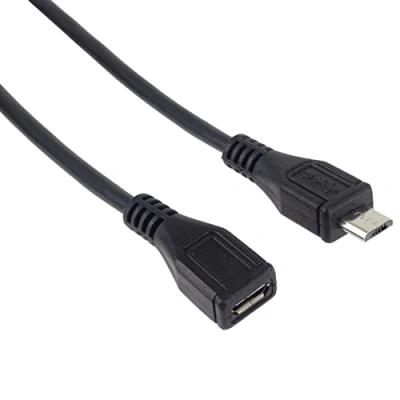 Image of PremiumCord Micro USB Extension Cable 5 m, B Female to Male, 2.0 High Speed Data Cable, 2x Shielded, AWG28, Colour Black, Length m