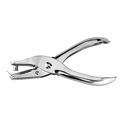 Image of D.RECT Single Hole Punch 6 mm Silver Punch, 1 Fold Paper Office Heavy Duty as Desk Accessory Ideal for Folders 8 Sheets