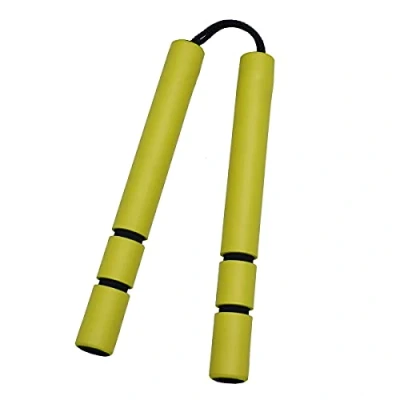 Image of Playwell Foam Rubber Safety Training Nunchucks With Cord Yellow W/Grips E129