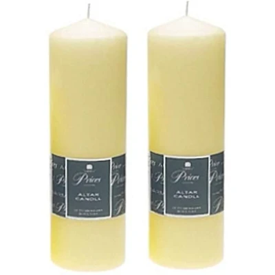 Image of 3 X 2 Ivory Altar Candle 250mm 80mm 125 Hours Burn Time