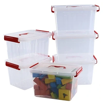 Image of Annkky 6 Packs Liter Plastic Boxes with Lids, Small Clear Storage Box