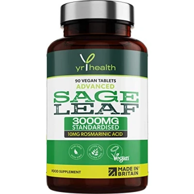 Image of Sage Tablets 3000mg High Strength 90 Vegan not Capsules Standardised 10mg Rosmarinic Acid Made in The UK by YrHealth