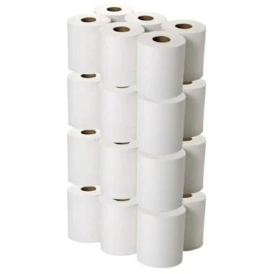 Image of White Centre Feed Rolls Embossed 2ply Wiper Paper Towel 50M p/Rolls Family Disposable Kitchen Cleaning Household (24 Rolls)