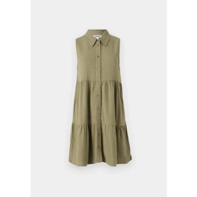 Image of ONLY Women&#039;s Onlsiesta S/L Linen Bl Shirt Dress PNT Blouse, Black, S