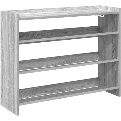 Image of vidaXL Engineered Wood Shoe Rack Grey Sonoma 80x25x61.5 cm Organizer with Shelves for Entryway Hallway Mudroom