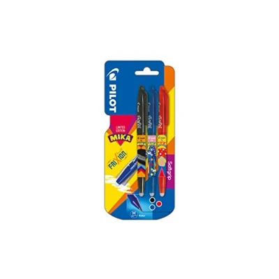 Image of Pilot FriXion BALL 07 MIKA design Erasable Pens Black/Blue/Red Set Blistercarded