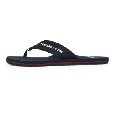 Image of Tommy Hilfiger Men’s Flip Flops, Blue (Desert Sky), 6.5