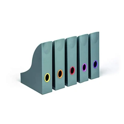 Image of Durable VARICOLOR Magazine Rack Set of 5 Colour Coded Holders Ideal for Storing Magazines, Folders, Documents