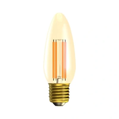 Image of BELL Lighting Pack of 1 x LED Candle 3.3watt Equivalent to 30watt E27 Screw Cap Gold Finish Very Warm Light Colour 2000k Dimmable Lightbulb