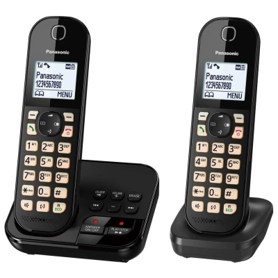 Image of PANASONIC KX TGC462EB Cordless Phone Twin Handsets ,Black, Black