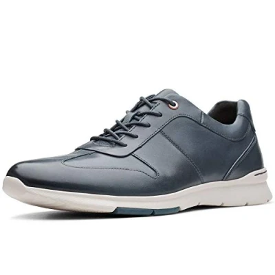 Image of Clarks Un Tynamo Tie, mens Tynamo, Blue (Dark Lea Dark Lea), 9.5 UK (44 EU)