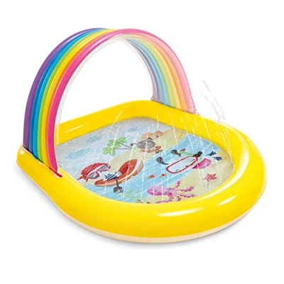 Image of Intex 57156EP 22 Gallon Inflatable Outdoor Rainbow Arch Kids Spray Swimming Pool for Toddlers Ages 2 &amp; Up