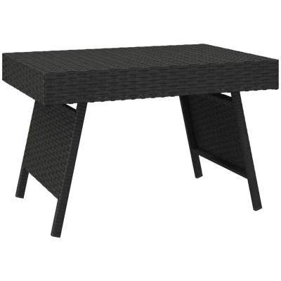 Image of vidaXL Foldable Side Table Weather Resistant Poly Rattan Material, Black Color With Powder Coated Steel Frame Space Saving Design Suitable for Indoor/Outdoor Use